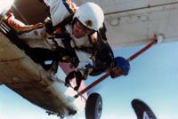 Exiting a Cessna 206 aircraft